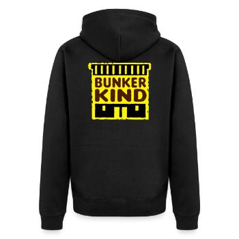 rzhw_bunker-kind - Unisex Premium Bio Zip Hoodie - Schwarz - Hinten - Nico (187cm)