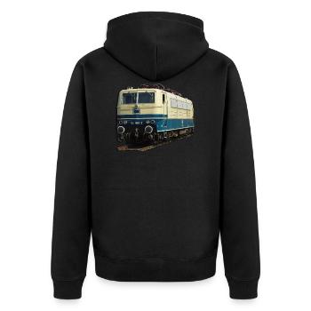 Lokomotive DB184 - Unisex Premium Bio Zip Hoodie - Schwarz - Hinten - Nico (187cm)