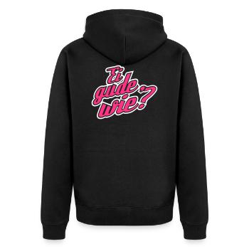 Ei gude, wie? 2C - Unisex Premium Bio Zip Hoodie - Schwarz - Hinten - Nico (187cm)