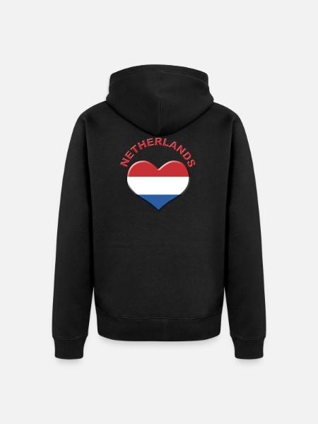 Heart for Netherlands - Unisex Premium Bio Zip Hoodie - Schwarz