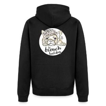 French Bulldog - Unisex Premium Bio Zip Hoodie - Schwarz - Hinten - Nico (187cm)