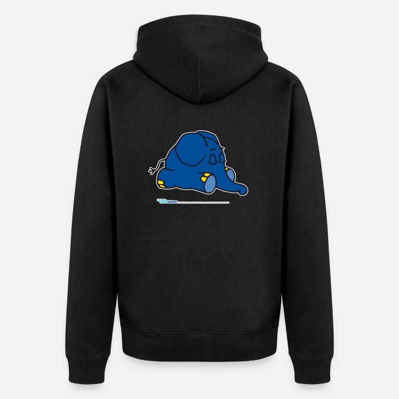 Der Elefant - schlafend - Unisex Premium Bio Zip Hoodie - Schwarz