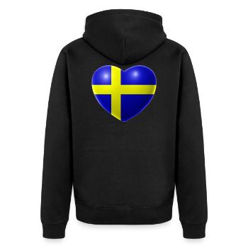 Herz (Schweden / Sverige) - Unisex Premium Bio Zip Hoodie - Schwarz - Hinten - Nico (187cm)