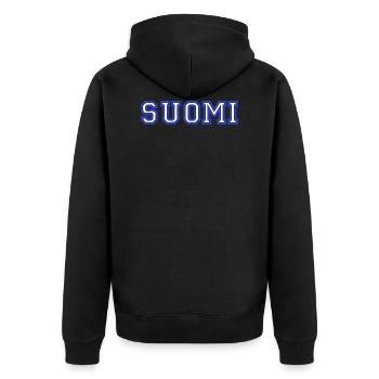 suomi - Unisex Premium Bio Zip Hoodie - Schwarz - Hinten - Nico (187cm)