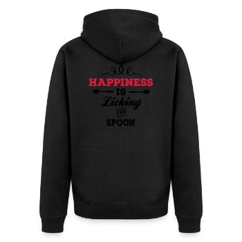 Happiness is licking the spoon - Unisex Premium Organic Zip Hoodie - black - Back - Nico (187cm)
