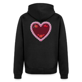 Lebkuchenherz Typical German Gingerbread heart - Unisex Premium Organic Zip Hoodie - black - Back - Nico (187cm)