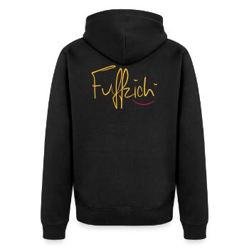 fünfzig - Unisex Premium Bio Zip Hoodie - Schwarz - Hinten - Nico (187cm)