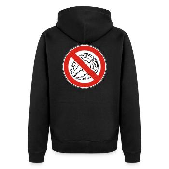 NO BRAIN - Unisex Premium Bio Zip Hoodie - Schwarz - Hinten - Nico (187cm)