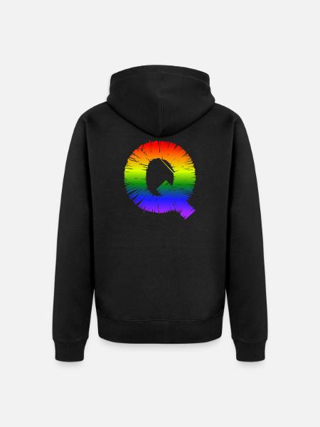 Rainbow Q - Unisex Premium Organic Zip Hoodie - black