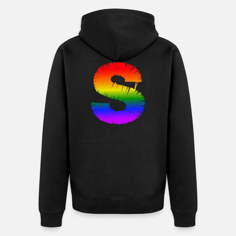 Regenbogen-S - Unisex Premium Bio Zip Hoodie - Schwarz