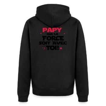 papy que la force soit avec toi - Veste à capuche bio Premium Unisexe - noir - Dos - Nico (187cm)