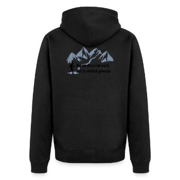 Nur wo du zu Fuß warst - Unisex Premium Bio Zip Hoodie - Schwarz - Hinten - Nico (187cm)