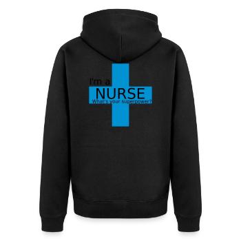 Nurse Superpower - Unisex Premium Organic Zip Hoodie - black - Back - Nico (187cm)