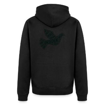 Frieden Taube Peace Pace Mir - Unisex Premium Bio Zip Hoodie - Schwarz - Hinten - Nico (187cm)
