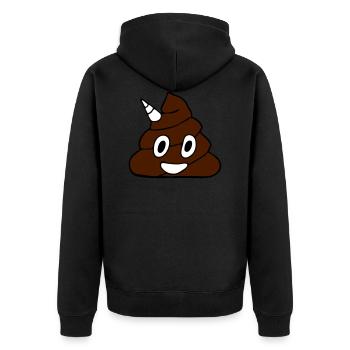 Einhorn Kackhaufen - Unisex Premium Bio Zip Hoodie - Schwarz - Hinten - Nico (187cm)