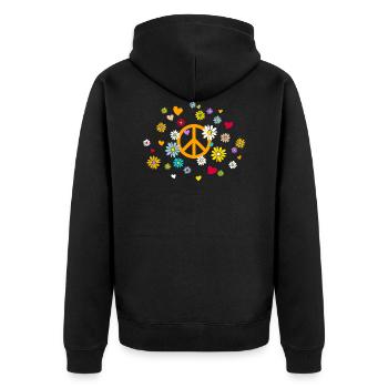 Signes de paix Fleurs Coeur Enfant Fleur Saint Valentin - Veste à capuche bio Premium Unisexe - noir - Dos - Nico (187cm)