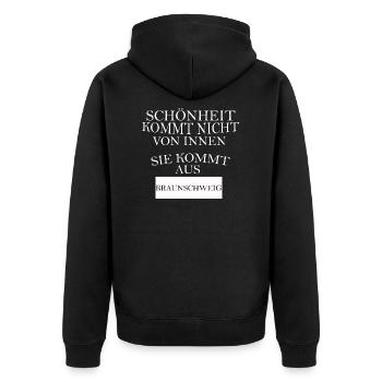 Braunschweig - Unisex Premium Bio Zip Hoodie - Schwarz - Hinten - Nico (187cm)