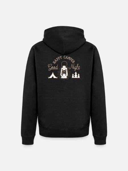 Happy Camper - Unisex Premium Organic Zip Hoodie - black