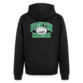 Fighting Irish - Unisex Premium Organic Zip Hoodie - black - Back - Nico (187cm)