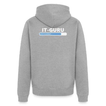 Installiere IT Guru (1000) - Unisex Premium Bio Zip Hoodie - Grau meliert - Hinten - Nico (187cm)