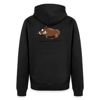 Wildschwein sauwild - Unisex Premium Bio Zip Hoodie - Schwarz - Hinten - Nico (187cm)