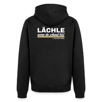 Lächle, wenn Du schwul bist! ...und mich willst - Unisex Premium Bio Zip Hoodie - Schwarz - Hinten - Nico (187cm)