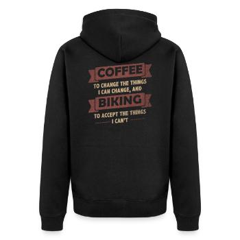 Coffee Quotes> Coffee + Biking> Change + Accept - Unisex Premium Organic Zip Hoodie - black - Back - Nico (187cm)