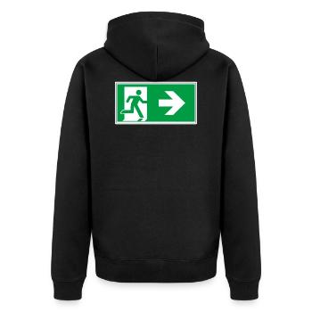 escape route sticker sign emergency exit right go - Unisex Premium Organic Zip Hoodie - black - Back - Nico (187cm)