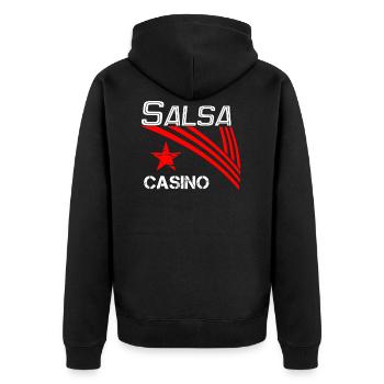 Salsa Casino white - Pro Dance Edition - Unisex Premium Bio Zip Hoodie - Schwarz - Hinten - Nico (187cm)