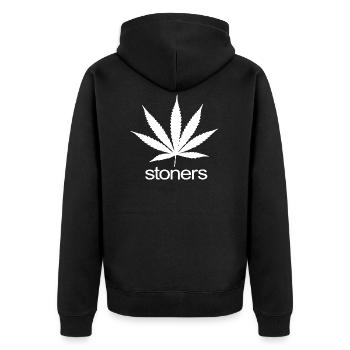 Hemp leaf Stoners 420 Weed potholder gift - Unisex Premium Organic Zip Hoodie - black - Back - Nico (187cm)