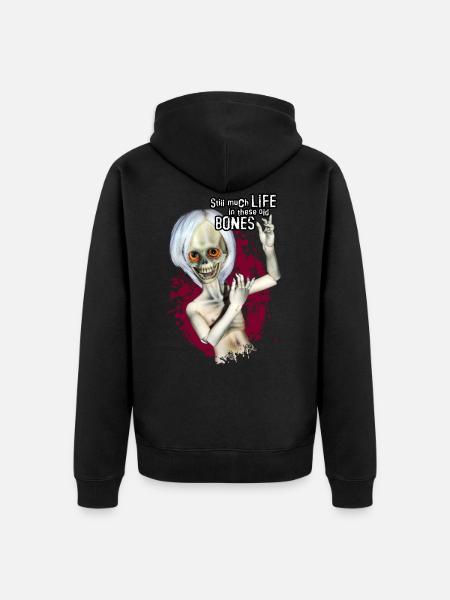 Morty, der fröhliche Knochenmann - Unisex Premium Bio Zip Hoodie - Schwarz