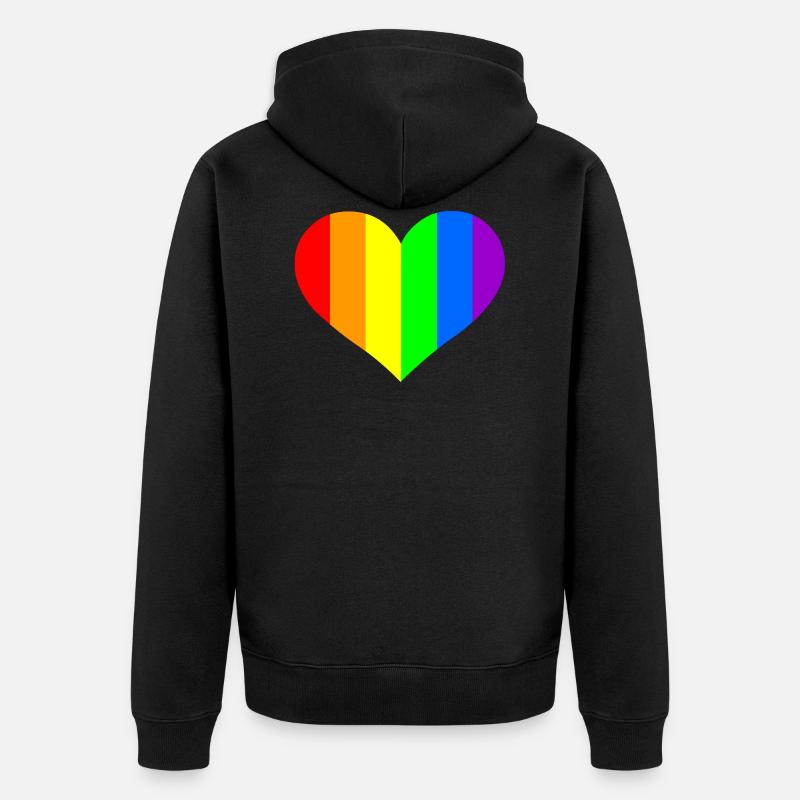 Regenbogen Herz - Unisex Premium Bio Zip Hoodie - Schwarz