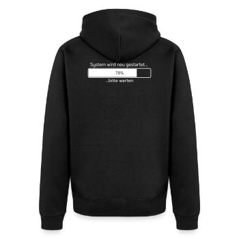 System Neustart - Unisex Premium Bio Zip Hoodie - Schwarz - Hinten - Nico (187cm)