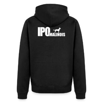 IPO MALINOIS - Unisex Premium Bio Zip Hoodie - Schwarz - Hinten - Nico (187cm)