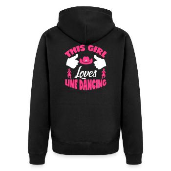 This Girl Loves Line Dancing Geschenk - Unisex Premium Bio Zip Hoodie - Schwarz - Hinten - Nico (187cm)