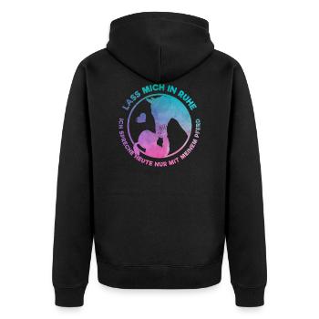 Pferdeliebhaber Reiterin Liebt Ihr Pferd Geschenk - Unisex Premium Bio Zip Hoodie - Schwarz - Hinten - Nico (187cm)