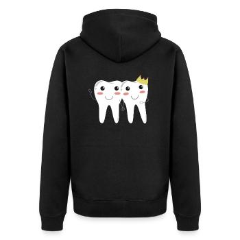 Heureux couple de dents! - dentiste dent de lait - Veste à capuche bio Premium Unisexe - noir - Dos - Nico (187cm)