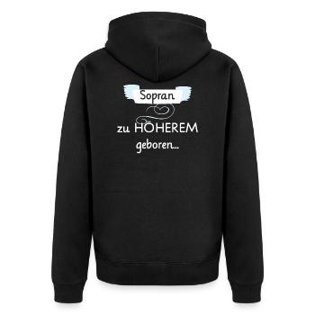 Sopran zu Höherem geboren! - Chorsänger Chorsingen - Unisex Premium Bio Zip Hoodie - Schwarz - Hinten - Nico (187cm)