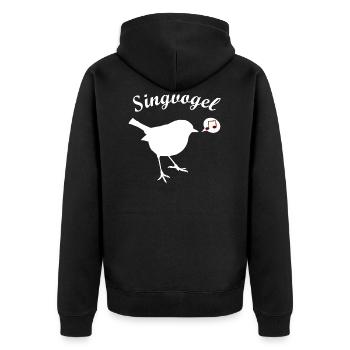 Singvogel - Spatz Singen Chormitglieder Chormusik - Unisex Premium Bio Zip Hoodie - Schwarz - Hinten - Nico (187cm)