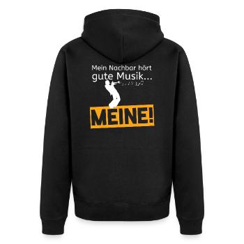 Mein Nachbar hört gute Musik... - Musikliebhaber - Unisex Premium Bio Zip Hoodie - Schwarz - Hinten - Nico (187cm)
