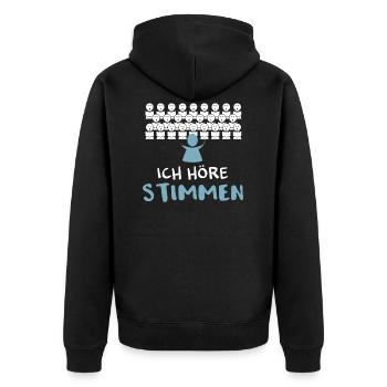Ich höre Stimmen! - Chormitglieder Dirigent Chor - Unisex Premium Bio Zip Hoodie - Schwarz - Hinten - Nico (187cm)