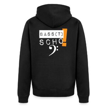 Basst scho! Musiker Musikliebhaber Musik Bass - Unisex Premium Bio Zip Hoodie - Schwarz - Hinten - Nico (187cm)