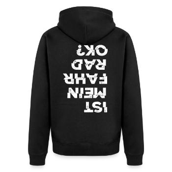 Ist mein Fahrrad OK? Mountainbike Downhill Rennrad - Unisex Premium Bio Zip Hoodie - Schwarz - Hinten - Nico (187cm)