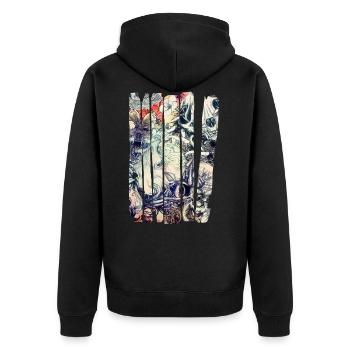 Blume und Schädel - Unisex Premium Bio Zip Hoodie - Schwarz - Hinten - Nico (187cm)