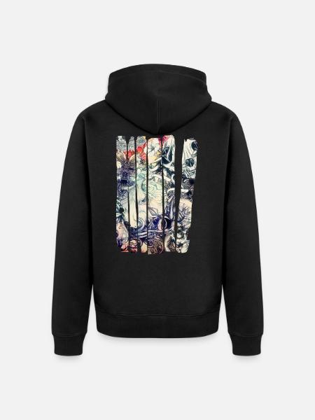 Flower and skull - Unisex Premium Organic Zip Hoodie - black