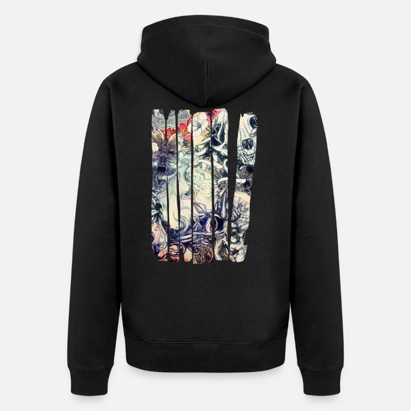 Fleur et crâne - Veste à capuche bio Premium Unisexe - noir
