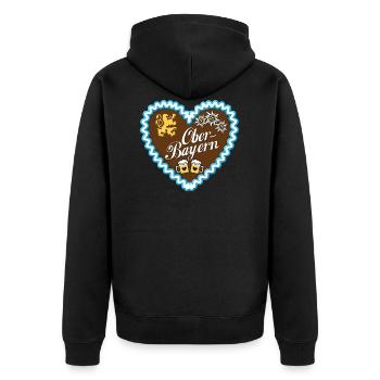 Gingerbread cœur de la Haute Bavière emblème bleu - Veste à capuche bio Premium Unisexe - noir - Dos - Nico (187cm)