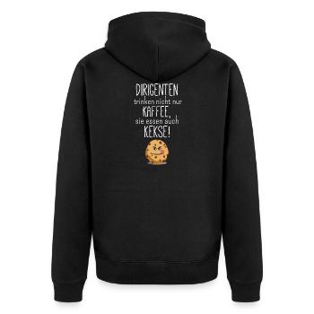 Dirigenten essen auch Kekse! Chorleiter Chormusik - Unisex Premium Bio Zip Hoodie - Schwarz - Hinten - Nico (187cm)