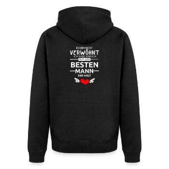 Bester Mann der Welt Valentinstag Geschenk Liebe - Unisex Premium Bio Zip Hoodie - Schwarz - Hinten - Nico (187cm)