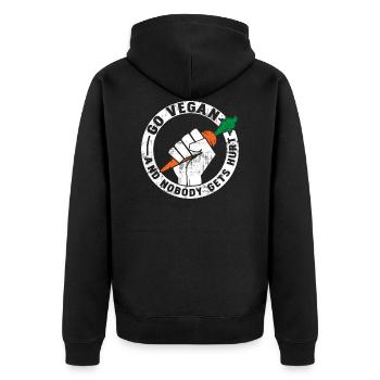 Vegan und niemand wird verletzt Geschenk - Unisex Premium Bio Zip Hoodie - Schwarz - Hinten - Nico (187cm)